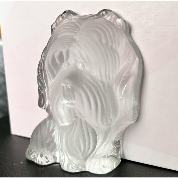 Viking Glass Maltese Dog Paperweight Satin Crystal Figurine Holiday B-day Gift - Picture 11 of 12